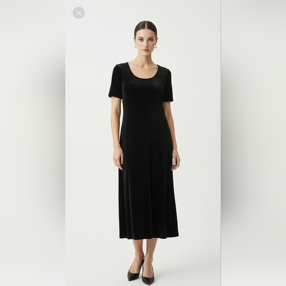 Vintage Coldwater Creek Black Maxi Dress Minimalist Goth Shift L